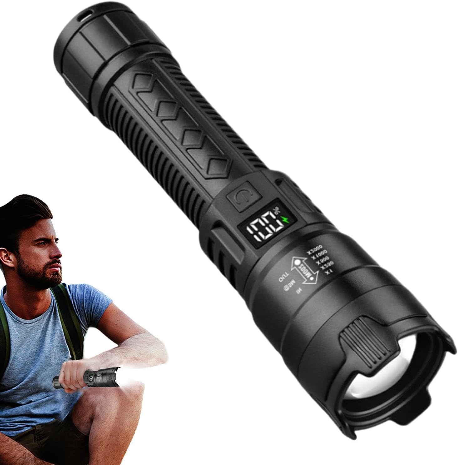 Fishing Light - ไฟฉาย LED ยุทธวิธี 2000LM ชาร์จผ่าน USB